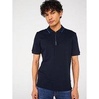 Boss H-Paras 59 Regular Fit Tipping Zip Mercerised Polo Shirt - Dark Blue