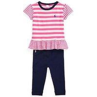 Polo Ralph Lauren Baby Girls Stripe Peplum T-Shirt And Legging Set - Multi