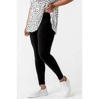Roman Curve Stretch Plain Leggings - Black