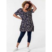 Roman Curve Plain Cropped Leggings - Navy