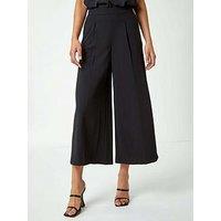 Roman Wide Leg Cropped Culottes - Black