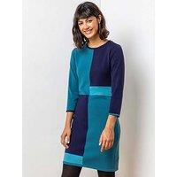 Roman Colour Block Knitted Dress - Blue
