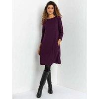 Roman A-Line Pocket Detail Swing Dress - Purple