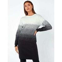Roman Ombre Knitted Jumper Dress - Ivory
