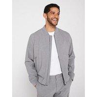 Boss P-Hanry-Bmb-234 Slim Fit Cotton Flannel Bomber Jacket - Grey