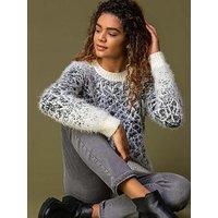 Roman Mosaic Print Fluffy Jumper - Ivory