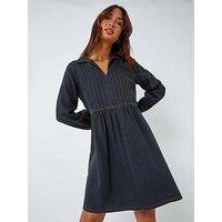 Roman Cotton Blend Denim Shirt Dress - Black