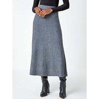 Roman Knitted A Line Midi Skirt - Grey