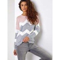 Roman Zig Zag Contrast Jumper - Pink