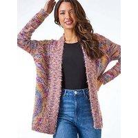 Roman Fluffy Longline Cosy Cardigan - Multi