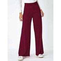 Roman Wide Leg Stretch Trousers - Wine
