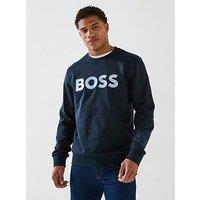 Boss C-Soleri 70 Relaxed Fit Script Logo Crew Sweat - Navy