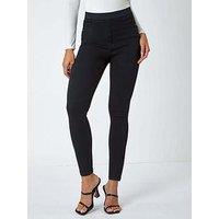 Roman Shape Cotton Blend Stretch Jeggings - Black