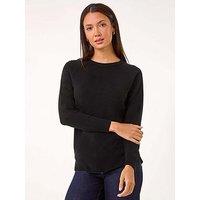 Roman Plain Soft Crew Neck Jumper - Black