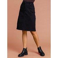 Roman Cotton Denim Stretch A Line Skirt - Black