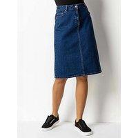 Roman Cotton Denim Stretch A Line Skirt - Indigo