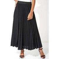 Roman Pleated Maxi Skirt - Black