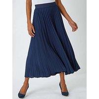 Roman Pleated Maxi Stretch Skirt - Navy