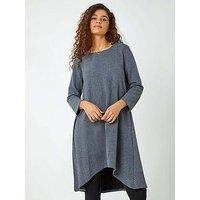 Roman Ribbed Asymmetric Stretch Jersey Dress - Dark Grey