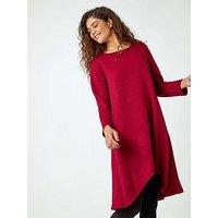 Roman Ribbed Asymmetric Stretch Dress - Wine