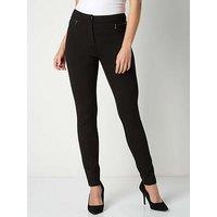 Roman Zip Detail Stretch Trouser - Black