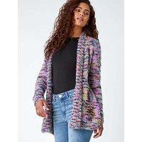 Roman Fluffy Longline Cosy Cardigan - Purple