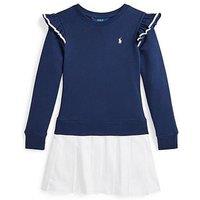 Polo Ralph Lauren Girls Woven Hem Sweat Dress - Navy