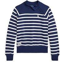 Polo Ralph Lauren Girls Stripe Button Sweatshirt - Navy