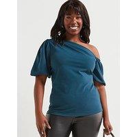 V By Very Curve Off The Shoulder Stretch Top - Dark Green