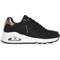 Skechers Lace Up Lateral Zip Sneakers W/ Holographic Heel Trim Detail - Black