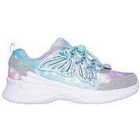 Skechers Lighted Upper Butterfly Wings Sneaker W/ Bungee Toggle & Butterfly Sparkle Mesh Print