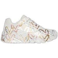 Skechers James Goldcrown Metallic Graffiti Heart Design Lace Up Fashion Sneakers - Natural
