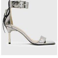 Allsaints Noir Square Toe Heeled Sandal - Grey
