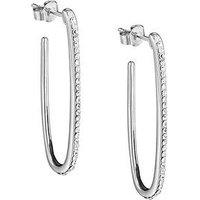 The Love Collection Sterling Silver Rectangle Cz Stud Hoops