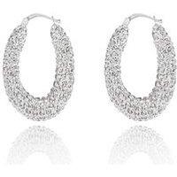 The Love Collection Sterling Silver Crystal Creole Hoops