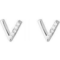 The Love Collection Sterling Silver Cz Chevron Stud Earrings
