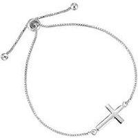 The Love Collection Sterling Silver Cross Adjustable Bracelet