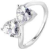 The Love Silver Collection Sterling Silver Toi Et Moi Heart Cz Wrap Around Engagement Ring