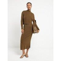 River Island 2 In 1 Midi Dress - Dark Khaki