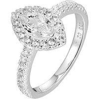 The Love Collection Sterling Silver Pave Marquise Cz Engagement Ring