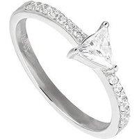 The Love Collection Sterling Silver Pave Cz Trillian Engagement Ring