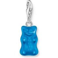 Thomas Sabo Silver Charm Pendant Goldbears In Blue
