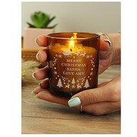 The Personalised Memento Company Personalised Engraved Christmas Amber Glass Candle