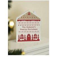The Personalised Memento Company Personalised Christmas Fair Isle Wooden House Ornament