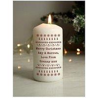 The Personalised Memento Company Personalised Christmas Fair Isle Pillar Candle