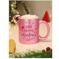 The Personalised Memento Company Personalised Queen Of Christmas Pink Mug