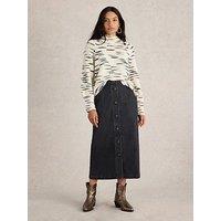 White Stuff Colleen Denim Midi Skirt - Black