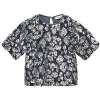 Mango Girls Sequin Short Sleeve Top - Grey