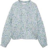 Mango Girls Cable Front Knitted Jumper - Aqua