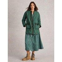 White Stuff Raya Quilted Coat - Green